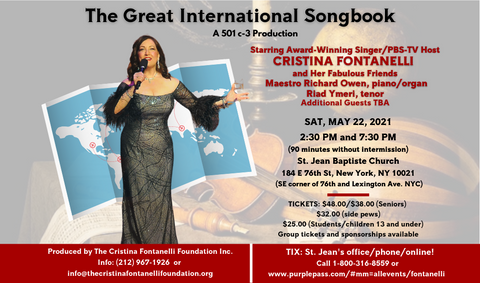 PopImpressKA Journal: The Great International Songbook / SAT MAY 22 – 2:30 and 7:30 pm / Starring Cristina Fontanelli and Her Fabulous Friends
